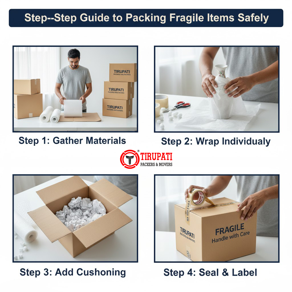 Step-by-Step Guide to Packing Fragile Items Safely | Best Packers and Movers in Chhatrapati Sambhajinagar
